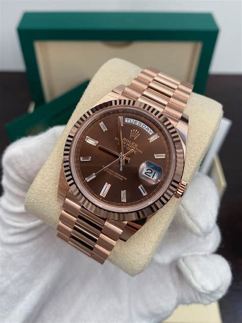 rolex day date ii rose gold black dial|Rolex Day-Date 40 228235.